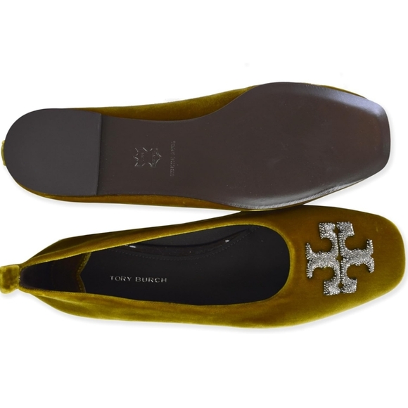 Tory Burch Womens Eleanor Pave Crystals Ballet Flats Velvet Finish - Picture 3 of 5